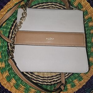 Aldo White and Tan Crossbody Bag